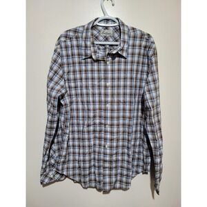 California Shirt Co‎ 1976 Button Down Mens XL Brown Blue Plaid Cotton